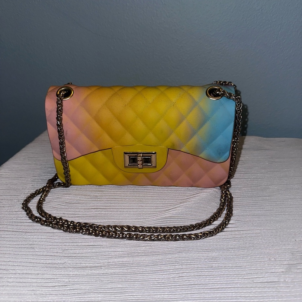 Pastel Rainbow Quilted Jelly Crossbody Bag - Picture 2 of 4